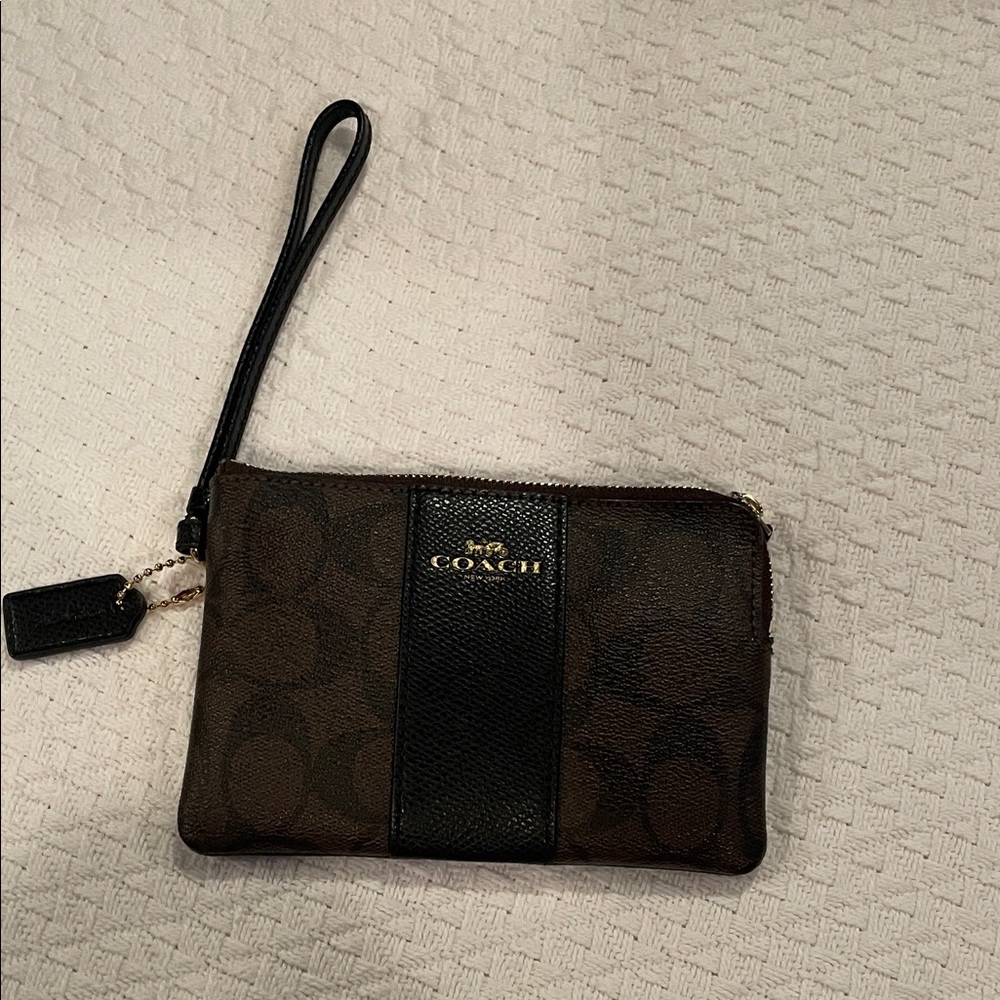 Coach Dark Brown and Black Wristlet